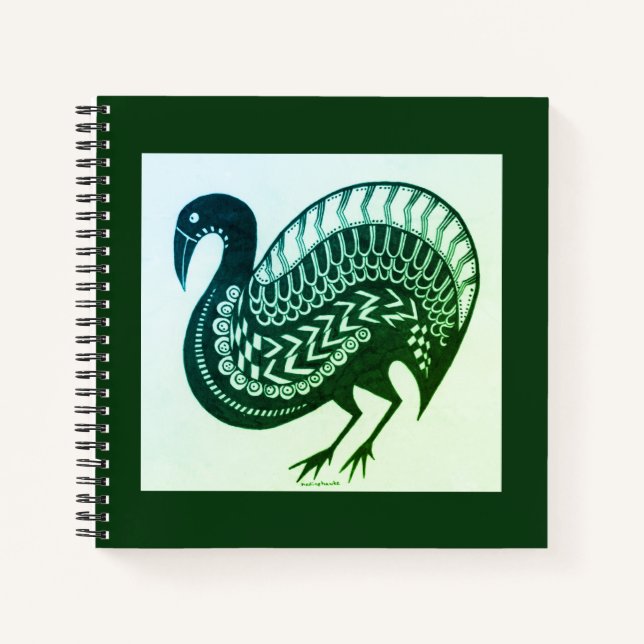 Mycenaean Greek Inspired Green Bird Notebook (Front)