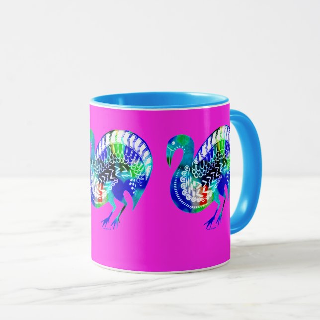 Mycenaean Greek Inspired Multicolored Bird Mug (Front Right)