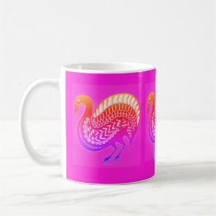 Mycenaean Greek Inspired Orange & Pink Bird Mug