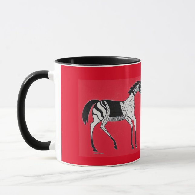 Mycène Grec Inspiré Cheval Rouge Mug (Gauche)