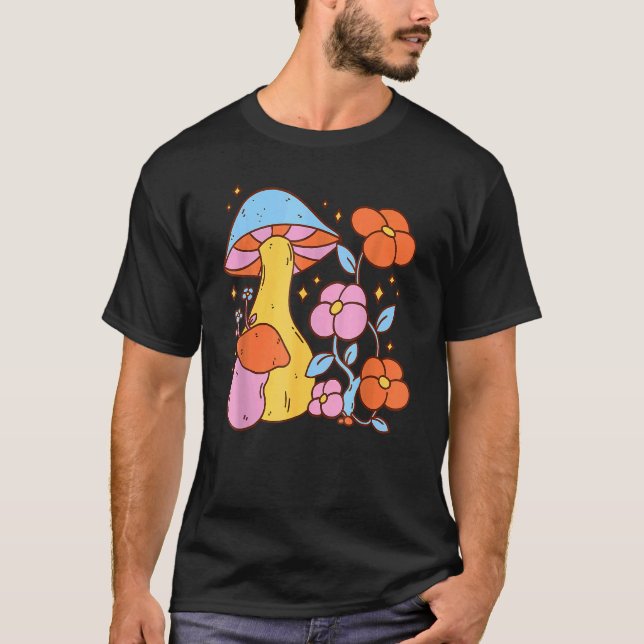 Mycology Colourful Magic Mushrooms For Hippies And T-Shirt (Front)