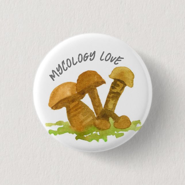 Mycology Love Mushrooms Plant Science Botanical 1 Inch Round Button (Front)