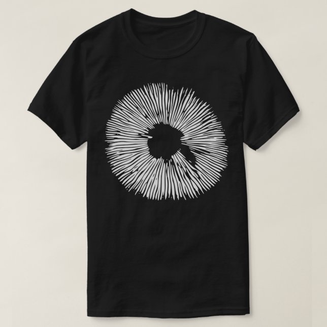 Mycology Mushroom Spore Print Stencil on black T-Shirt (Design Front)