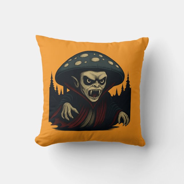 MycoVamp- Bleeding Tooth Fungi "orange" Throw Pillow (Front)