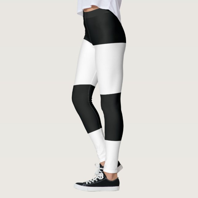 Mydeas | Black & White Extra Wide Stripes Leggings (Left)
