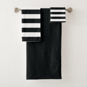 Mydeas   Black & White Thick Stripes Bath Towel Set