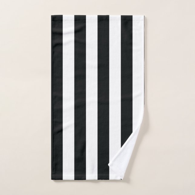 Mydeas | Black & White Thick Stripes Hand Towel (Hand Towel)