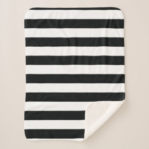 Mydeas   Black & White Thick Stripes Sherpa Blanket