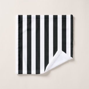 Mydeas Black & White Thick Stripes Wash Cloth