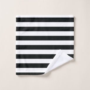 Mydeas Black & White Thick Stripes Wash Cloth