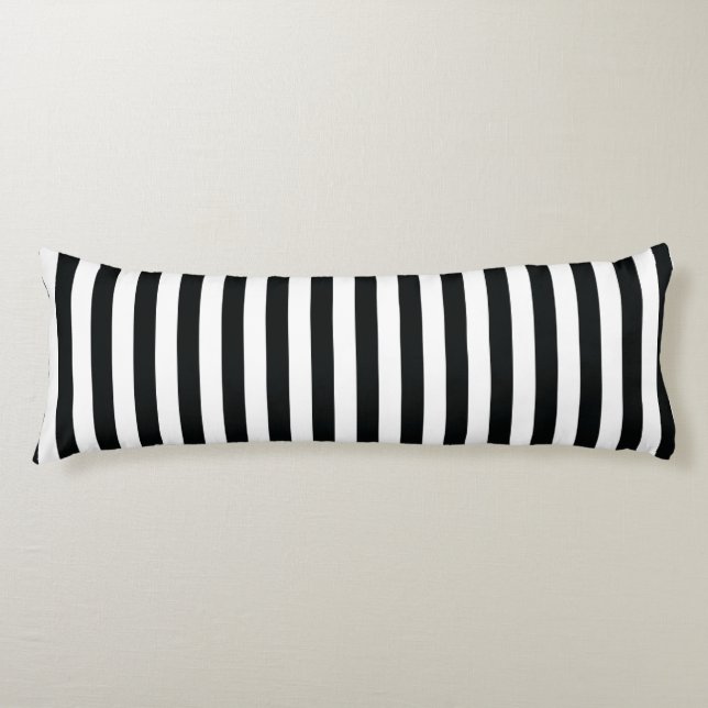 Mydeas | Black & White Thin Stripes Body Pillow (Front)