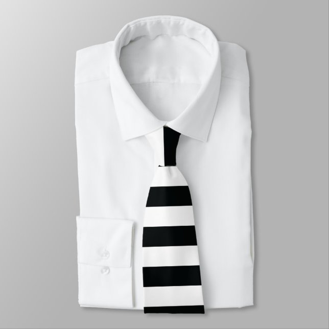 Mydeas | Black & White Thin Stripes Tie (Tied)