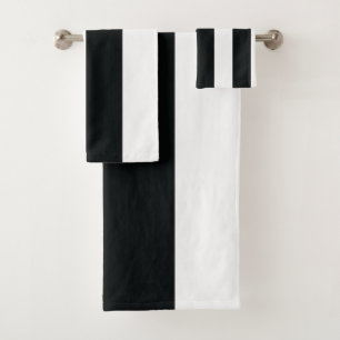Mydeas   Black & White Wide Stripes Bath Towel Set