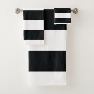 Mydeas   Black & White Wide Stripes Bath Towel Set