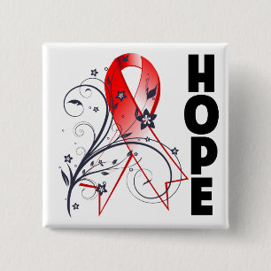 Myelodysplastic Syndromes Floral Hope Ribbon 2 Inch Square Button
