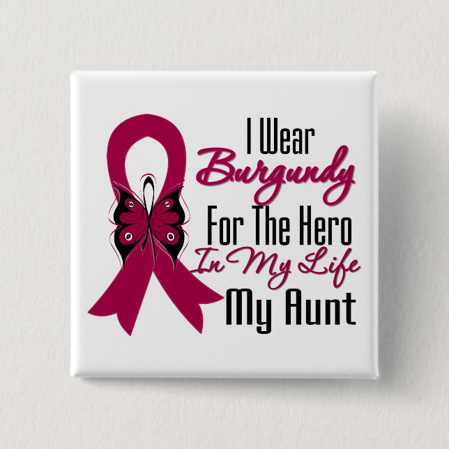 Myeloma Ribbon Hero My Aunt 2 Inch Square Button (Front)