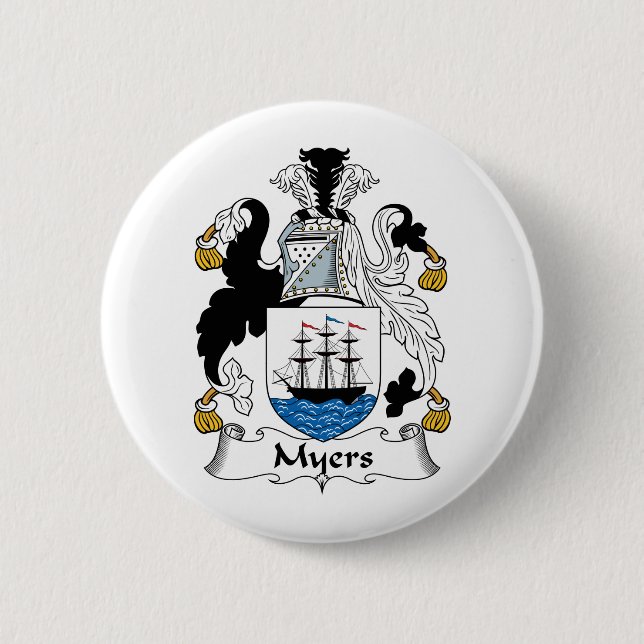 Myers Family Crest 2 Inch Round Button (Front)