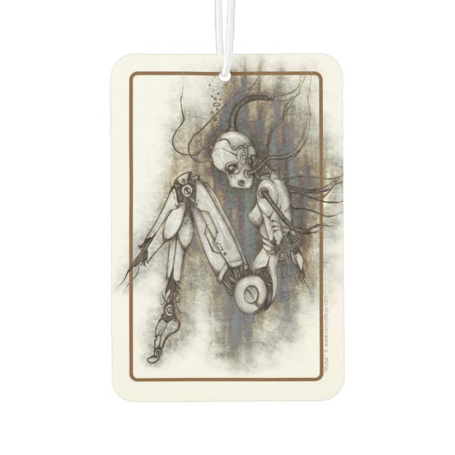 Myisa Broken Robot Girl Dark Art Illustration Car Air Freshener (Back)