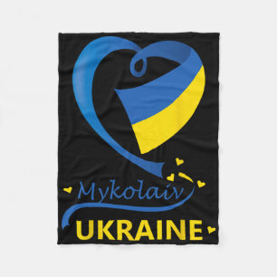 Mykolaiv Ukraine National Flag Heart Emblem Crest  Fleece Blanket