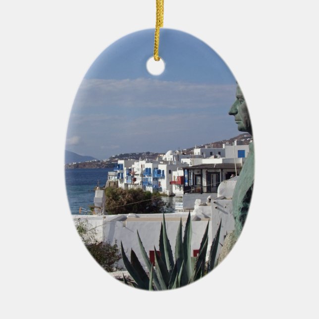 Mykonos 2 ceramic ornament (Front)