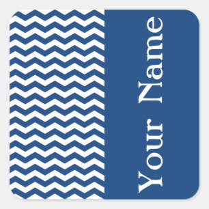 Mykonos Blue Wave Chevron with name Square Sticker