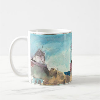 Mykonos famous windmills on a cup