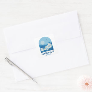 Mykonos Greece Blue Minimalist Travel Art Square Sticker