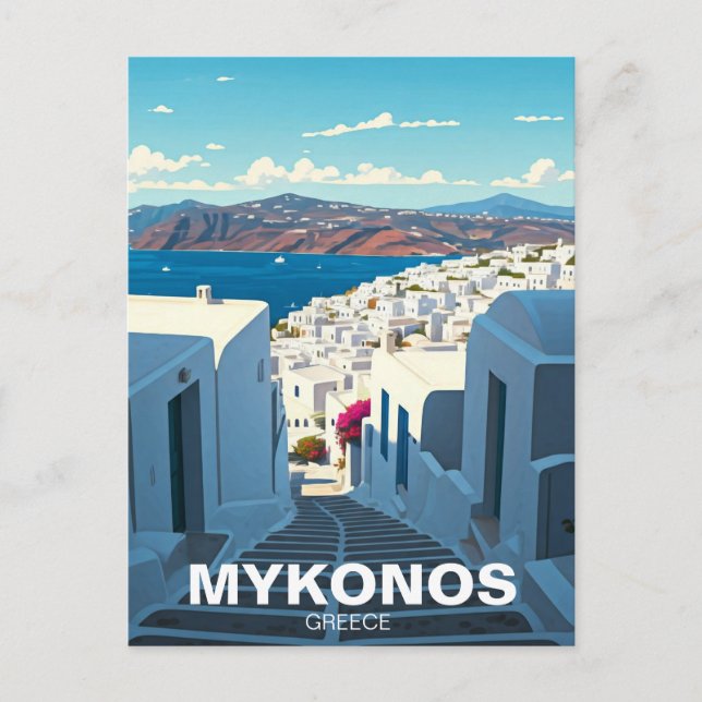 Mykonos Greece Cyclades Travel Street Postcard (Front)