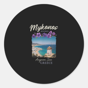 Mykonos Greece Getaway Aegean Sea Island Style Classic Round Sticker