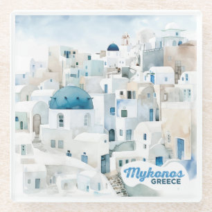 Mykonos Greece Glass Coaster