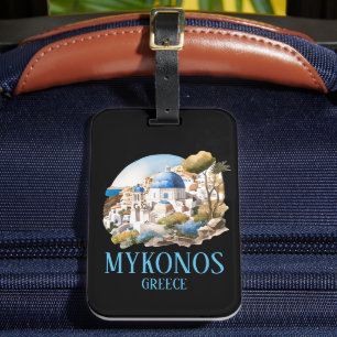 Mykonos Greece Greek Island Vintage Travel Luggage Tag