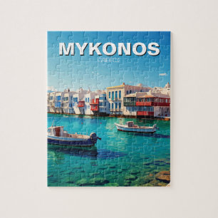 Mykonos Greece Greek Islands boats Jigsaw Puzzle