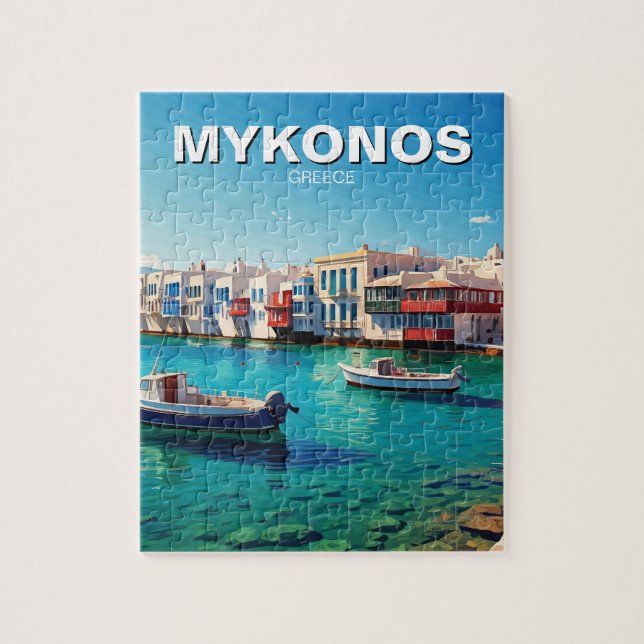 Mykonos Greece Greek Islands boats Jigsaw Puzzle (Vertical)