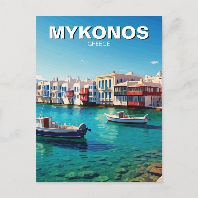 Mykonos Greece Greek Islands boats Postcard (Front)