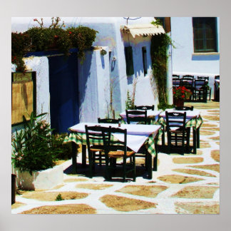 Mykonos, Greece, Greek islands, Cafe Poster