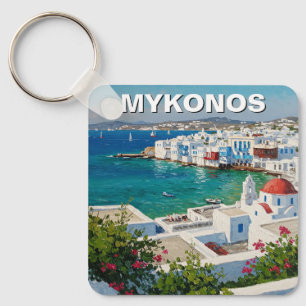 Mykonos Greece Greek Islands Little Venice Keychain