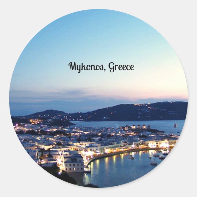 Mykonos, Greece landscape photograph Classic Round Sticker (Front)