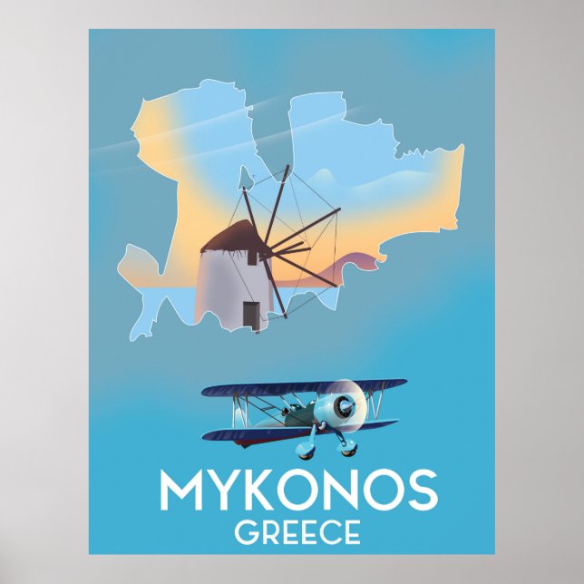 Mykonos Greece Map travel poster (Front)