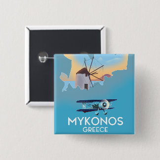 Mykonos Greece Map travel poster 2 Inch Square Button