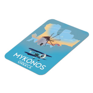 Mykonos Greece Map travel poster Magnet