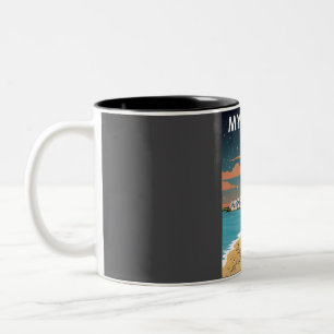 Mykonos Greece Night Sky Travel Poster  Two-Tone Coffee Mug