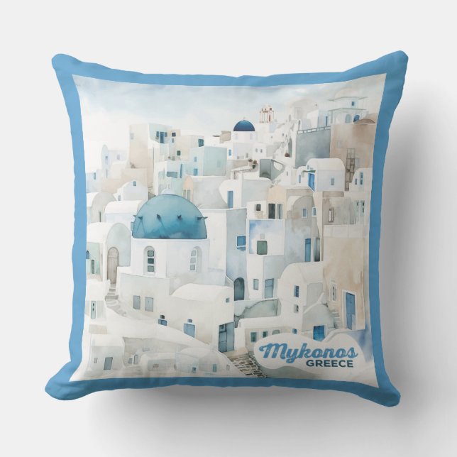 Mykonos Greece Outdoor Pillow (Front)