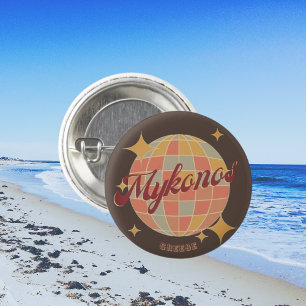 Mykonos Greece retro gift idea souvenir  1 Inch Round Button