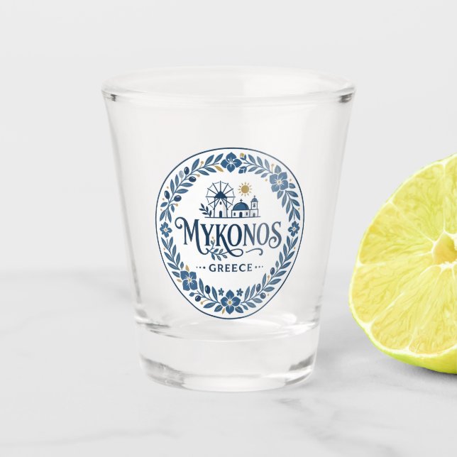 Mykonos Greece Shot Glass (Front)