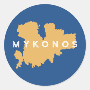 Mykonos Greece Silhouette Classic Round Sticker