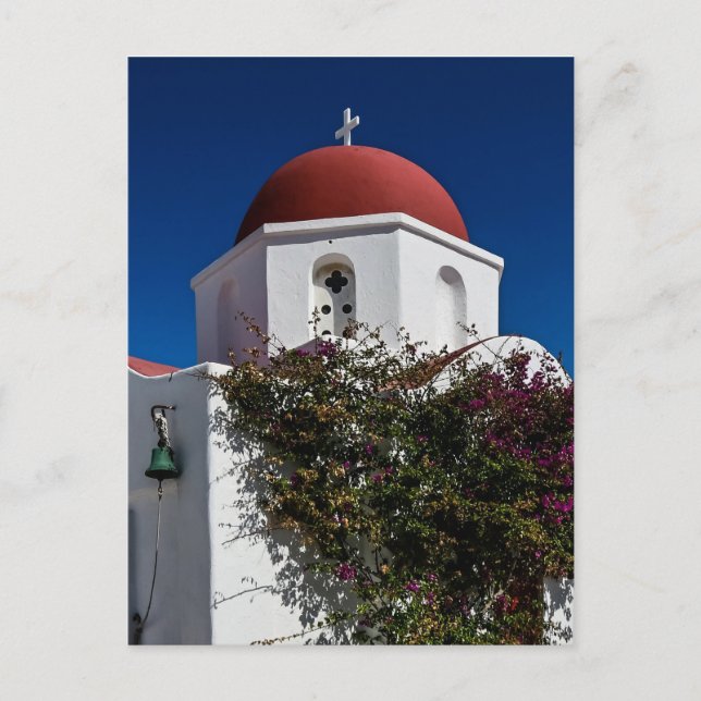 Mykonos Greece Travel - Church Cafe Europe Tourism Postcard (Front)