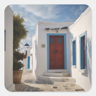 Mykonos Greece Travel Postcard Square Sticker