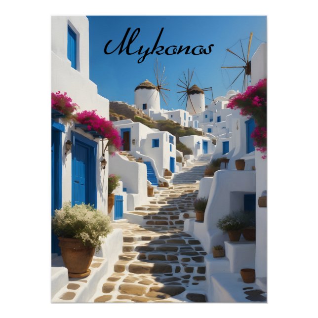Mykonos Greece Travel Poster (Front)