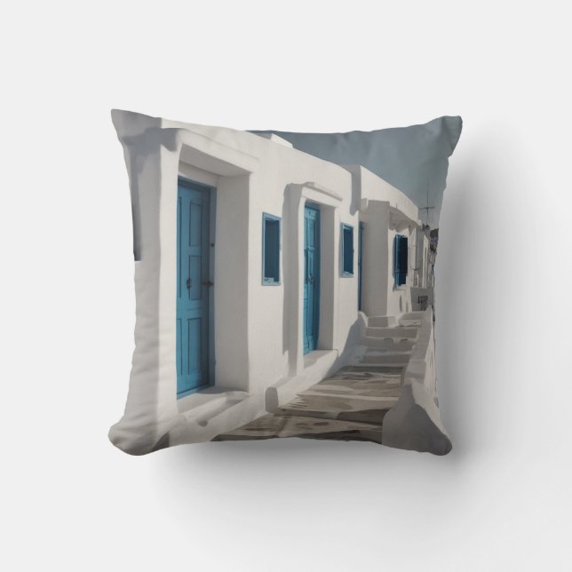 Mykonos Greece Travel  Throw Pillow (Front)