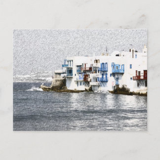 Mykonos, Greece waterfront buildings Postcard